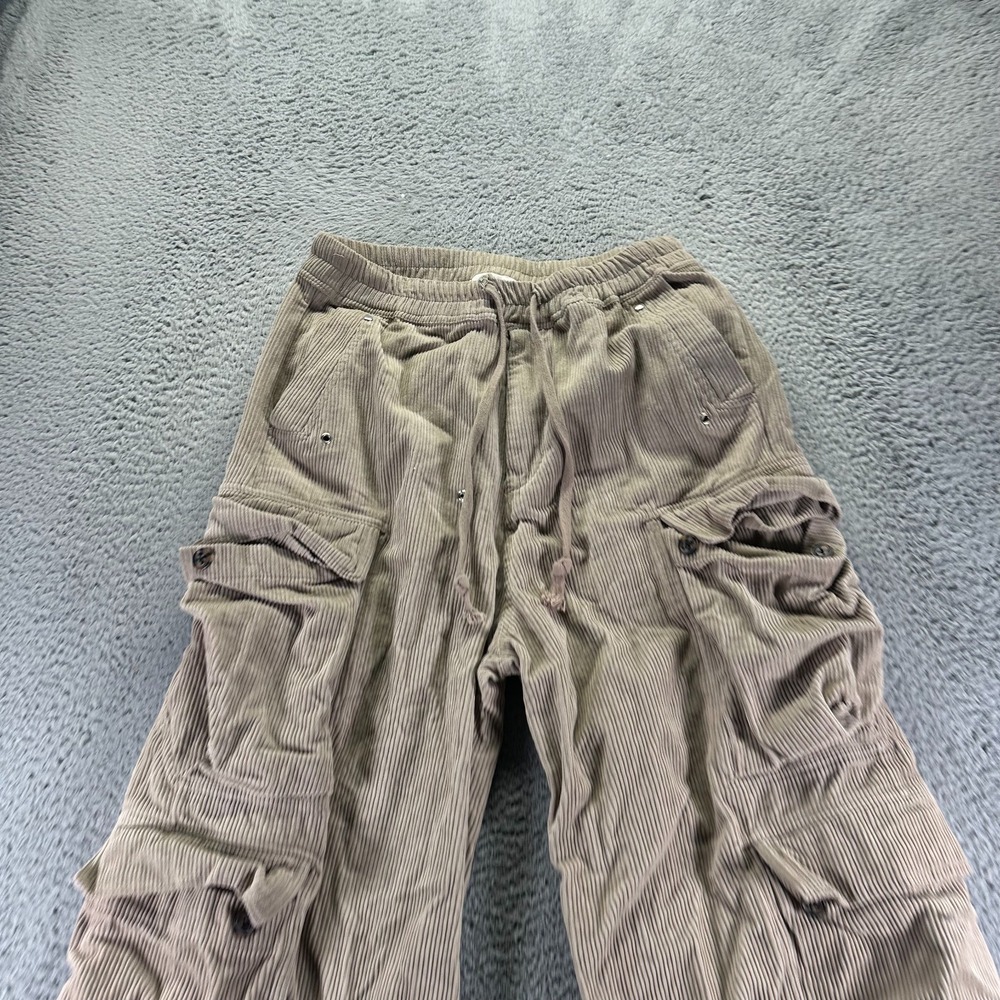 MNML Pant Mens L Brown Corduroy Cotton Cargo Wide-Leg Baggy Utility Workwear - Picture 2 of 12